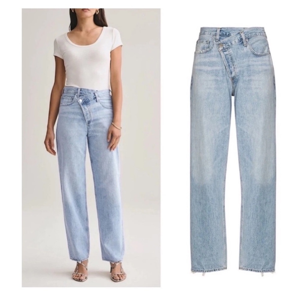 Agolde upsize criss cross light wash jeans